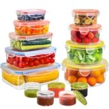 YASHE 28 Pezzi Contenitori Ermetici per Alimenti, Senza BPA Contenitore Plastica con Coperchio, Contenitori Cucina Organizer per Dispensa, Credenza, Sicuro nel Microonde e Lavastoviglie