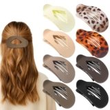 Obeoby 8 PCS Flat Claw Clips for Women, Strong Hold French Flat Hair Clips for Thick Thin Hair Barrettes Accessories Round Large Medium