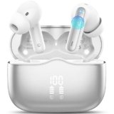 Cuffie Bluetooth 5.4 In Ear, Auricolari Bluetooth 3D Stereo con 4 Mics ENC Cancellazione Rumore, 40 Ore Cuffie Wireless LED USB-C, IP7 Impermeabili Cuffiette Senza Fili per iOS Android, Argento
