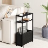 Leomonio Narrow Side Table, Slim Side Table with Magazine Rack, Bathroom Table for Small Spaces, Narrow Bedside Table for Living Room, Bedroom