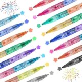 HOTU 16 Colores Glitter pennarelli acrilici luccicanti metallizzati, Glitter Metallic Paint Markers