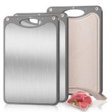 3 Pcs Titanium Cutting Board, Pure Cut Titanium Cutting Boards for Kitchen, Food-Grade Chopping Board for Cutting Fruit Meat Vegetable, Dishwasher Safe Easy to Clean, 15×10 Inch