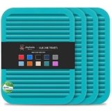 Joyhalo 4 Pack Silicone Trivets for Hot Pots and Pans,480℉ Heat Resistant Trivets for Hot Dishes,Hot Pads for Countertop,Kitchen Potholders,Dark Green