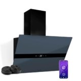 Klarstein WiFusion – Cappa da Cucina, 60cm, Cappa Aspirante, 680 m³/ora, WiFi & Touch Control, LED 6000-6500K, Efficienza Energetica A++, Motore: 110W, Grigio-Blu, Filtro al Carbone