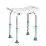 VEVOR Sedile per Doccia Antiscivolo Altezza Regolabile 360-485mm, Sgabello per Doccia Carico max. 158,8kg, Sedia per Doccia in Alluminio PE, Sgabello da Bagno Doccia Antiscivolo Portata 158,8kg Bianco