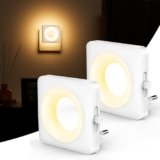 Swoieltr Luce Notturna Bambini, [2 Pezzi] Luci con Sensore Crepuscolare e Automatico Luminosità Regolabile per Camera da Letto, Corridoio, Scale, Bagno (2700K Caldo-LDR)