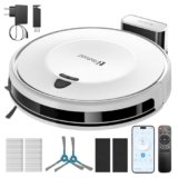 Redroad 10000 Pa Robot Aspirapolvere con Mappatura, 150 Minuti Autonomia, 660mL Grande Contenitore, Controllo APP, Voce e Telecomando, Pulizia Intelligente per Peli Animali e Polvere