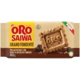 Oro Saiwa Grano Fondente, Biscotti Integrali con Gocce di Cioccolato Fondente, Fonte di Fibre con Farina Integrale, 100% Grano Italiano, 300g (6 monoporzioni da 50g)