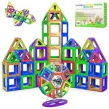 Desire Deluxe 94 PEZZI Costruzioni Magnetiche per Bambini Gioco Educativo e Creativo per Bimbi da 3 Anni Plastica ABS Alimentare Atossica 94 Blocchi Magnetici con Angoli Smussati Diverse Forme