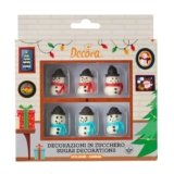 Decora, 0500449, Confezione da 6 Decorazioni Pupazzi di Neve 3D, In Zucchero