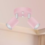 Bricosmocon 2 Light Track Lighting Fixtures Ceiling, Pink Round Directional Spotlight Fixtures, GU10 Flush Mount Ceiling Fixture, Adjustable Modern LED Track Light for Girl’s Room, Bulb Not Included