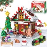 PleyWalden Christmas Gingerbread House Building Block for Girls Age 12+ with LED Lights, Christmas Village House Blocks Set with Christmas Tree and Train, Perfect Xmas Holiday for Adults, 1288Pcs