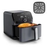 Moulinex Easy Fry Mega, Friggitrice ad Aria Versatile 7,5L/2kg per 8 Persone, 1700-2020W, Capacità Extra-Large, 9 Programmi di Cottura, Esperienza Personalizzata con My Moulinex, Colore Grigio, EZ855B