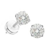 6mm Moissanite Stud Earrings in White Gold Plated Titanium | HypoAllergenic Earrings for Women & Men (Silver 6mm)