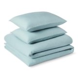 Amazon Basics Set Copripiumino Matrimoniale in Microfibra Prelavata, Extra Morbido con Effetto Naturale Arricciato, Non Necessita Stiratura, Copripiumino da 240 x 220 cm e 2 Federe da 50 x 80 cm, Blu