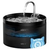 Fontanella per Gatti, GIOTOHUN Fontanella Gatti, 2L Fontanella Gatto, Forma di Rubinetto, Pompa Dell’acqua Super Silenziosa, Filtraggio dei Peli Randagi, Due tipi di Modalità di Flusso Dell’Acqua,Nero
