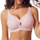 UIMERO Bras for Women No Underwire, Minimizer Bras for Women Full Coverage, Wireless Bras with Support and Lift, Seamless Push Up Bra Pink