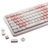 AKepopery 134 Keys PBT Japanese Keycaps, MOA Profile Sakura Pink Themed, 5 Side Dye Sublimation Keycaps Suitable for Mechanical Keyboard