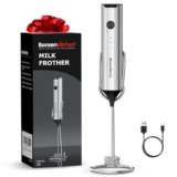 Bonsenkitchen Montalatte Elettrico Ricaricabile con Supporto, 3 Velocità, Frullatore in Acciaio Inossidabile Rimovibile, Design Silenzioso per Cappuccino, Matcha, Regali per la Cucina