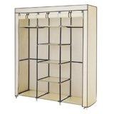 Songmics Armadio Guardaroba Appendiabiti in Acciaio e Tessuto, Facile da Montare, di Colore Beige 150 x 45 x 175 cm RYG12M