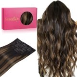 WENNALIFE Extension Capelli Veri Clip, 55cm 120g 7pcs Extension Clip Capelli Veri Nero Naturale Misto Marrone Remy Umani Naturali Capelli Extension con Clip