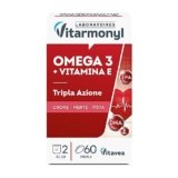 Omega 3 – Integratori per favorire la normale funzione cardiaca – Formula arricchita con Vitamina E, contro lo stress ossidativo – Per Adulti – Confezione da 60 perle softgel – Vitarmonyl