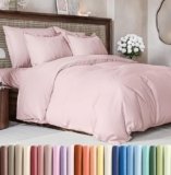 Duvet Cover Queen Size Set – Extra Soft Queen Size Duvet Cover 90 x 90 with 2 Pillow Shams – Hotel Luxury Easy Care & Fade Free w/Zipper Closures & Ties – Comfy Breathable Bedding Set (Lavender Pink)