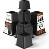 Utopia Bedding 8 piedistalli regolabili (4 alti, 4 corti) – Rialzi poco ingombranti per letto, tavolo e divano (8-20 cm) (nero)