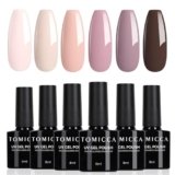 TOMICCA Smalto Semipermanente Set, 6 Colori Colori Nudi Marrone Series, 8ML Gel Unghie UV/LED Kit, Per La Casa Nail Salone Fai Da