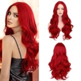 KBIBCK Parrucca rossa da donna, 24 pollici, colore rosso vinaccia, lunga parrucca lunga da donna, parrucca ondulata, parrucca lunga da donna, parrucche a capelli lunghi da donna, colore rosso
