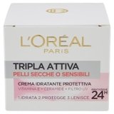 L’Oréal Paris Tripla Attiva Crema Viso Idratante Protettiva Giorno per Pelli Secche o Sensibili, 50 ml