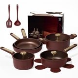 CAROTE Pots and Pans Set Nonstick, 14pcs Cookware Set Nonstick Non-Toxic & PFOA&PFOS-Free, Dishwasher, RV/Camping Cookware Set, Cooking Pots with Lids,Wine Red