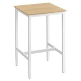 VASAGLE Tavolino da Bar, Tavolino Alto Quadrato per Colazione, Struttura in Acciaio, 60 x 60 x 92 cm, Montaggio Facile, per Cucina Soggiorno, Stile Moderno, Beige Rovere e Bianco Classico LBT025W09