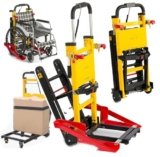 Carrello Montascale Elettrico Cingolato, Carico 440 Libbre/200 Kg, Carrello Montascale Pieghevole, Veicolo Di Attracco Per Sedia A Rotelle, Per Il Trasferimento Di Pazienti/Carico