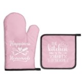 Gkodw The Kitchen is The Heart of The Home Oven Mitts and Pot Holders Sets, Housewarming Gifts for Family Foodies Baker, Hostess Gifts for Mom, Kitchen Glove for Baking, Funny Oven Mitts for Women