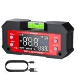 XUNTOP Inclinometro Digitale a Doppio Asse con Display LED 0.1°, Misura Asse X 4×90°±0.2° e Asse Y ±60°±0.3°, Base Magnetica Doppia, Ricarica Tipo-C, Bolla Livella Integrata, per Lavorazione Legno