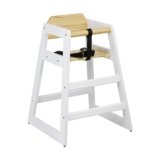 Totò Piccinni SEGGIOLONE IMPILABILE Bimbo Pappa in Legno, con Protezione, Stabile e Sicuro (Bianco/Naturale, Massello)