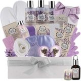 Valentines Gift Baskets for Women Spa Day! Natural Lavender Chamomile Spa Bath Sets for Women Gift Infused with Essential Oils. Sulfate Free Lavender Bath Set Spa Gift Set