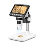 GlobalCrown Microscopio Digitale Bambini/Adulti, 4,3 pollici Schermo con 8 Luci LED Regolabili, Elettronico con Ingrandimento 50-1000X, Compatibile Windows/Mac