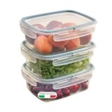 Snips – Set 3 Contenitori per Alimenti 1,8L Trasparenti, Coperchio Salva Freschezza con 4 Chiusure di Sicurezza – Contenitore per Cibi 22,5×17,7×13 Frigorifero, Microonde, Lavastoviglie Made in Italy