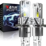 KATUR H4 LED Lampadine Per Fari, 9003 HB2 Hi/Lo LED Lampadina 16000LM 6000K Bianco 500% Luminosità Senza Ventola Impermeabile Mini Formato Plug and Play Kit Di Conversione Alogena, Confezione Da 2