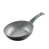Zanetti – Durapietra, Padella Wok Induzione 20 cm, Padella Wok Antiaderente adatta anche all’Induzione, Diametro 20 cm, Colore Grigio