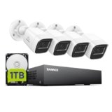 SANNCE Kit CCTV 4 Telecamere Analogica 1080P DVR 8 Canali, Telecamere di Sorveglianza 2MP con LED a Infrarossi Intelligente, con Visione Notturna a 100 Piedi – HDD 1TB Incluso