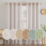 MIULEE Lino Tende Finestre con Occhielli Tenda a Pannello Traslucido Tende Moderne a Vela Trasparente Adatte per Porte Balcone Soggiorno Camera da Letto 2 Pezzo Set Lino Naturale Bianco 140×260 cm