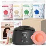 KOTAMU Cera Brasiliana Kit di Cera Nero Digitale per Donne e Uomini, Cere Dura per Pelle Sensibile, Wax Machine Professionale per Sopracciglia, Viso, Gambe, Ascelle, con 37 Accessori per Casa e Salone