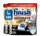Finish Ultimate PLUS Infinity Shine Capsule Lavastoviglie, 146 Capsule, Detergenti per Lavastoviglie contro lo Sporco e i Residui Incrostati (Confezione da 2)