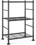 Sakugi Storage Shelves – 3 Tier Shelf Organizer, Sturdy Metal Garage Shelving with Adjustable Leveling Feet, Space-Saving Shelves Organizer for Pantry, Laundry, Kitchen (18″ x 12″ x 30″, Black)