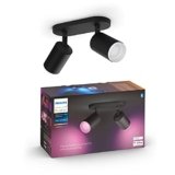 Philips Hue Fugato White & Color AmbianceSpot 2 flg. nero 2x350lm, dimmerabile, 16 milioni di colori, controllabile tramite app, compatibile con Amazon Alexa (Echo, Echo Dot)