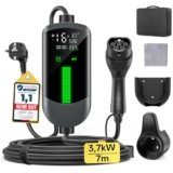 Colonnina Ricarica Auto Elettrica Wallbox – 3,7kW/7M/6-16A Carichino Auto Elettrica Portatile con LCD Digitale e Supporto, Caricabatterie Ritardato, IP65, Compatibile con EVs(IEC 62196-2) & PHEVS