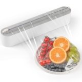 Quasziwa Dispenser Pellicola e Alluminio – Installazione magnetica & parete senza fori, Taglia Pellicola – Taglio Preciso, Organizzatore Cucina Salvaspazio – Pellicola alimentare 50m inclusa, Bianco
